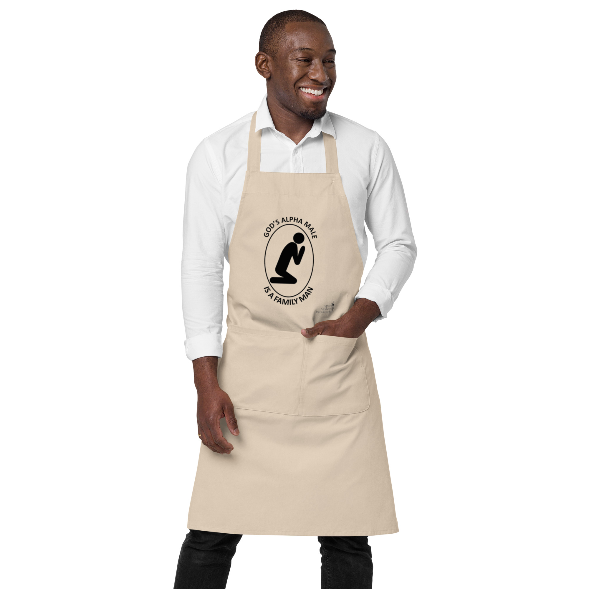 Grilling and Cooking Apron. Tan. God’s Alpha Male – Gods Alpha Male